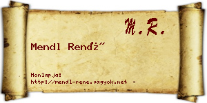 Mendl René névjegykártya